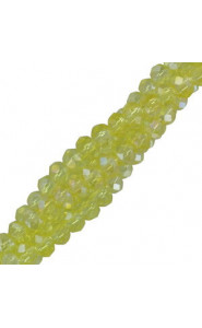 Faceted glass beads 3x2mm disc - Sundance yellow-pearl shine coating